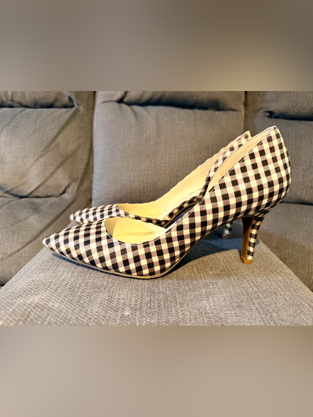 Anne Klein Black & White Gingham Pointed-Toe Heels - Picture 2 of 4